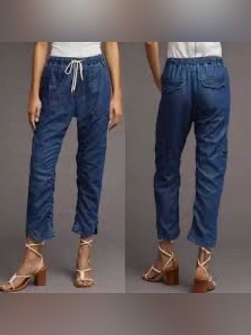 Pilcro Anthropologie The Cottage Jeans Women Crop Drawstring Waist Utility